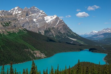 Aerial view of a river in the mountains landscape