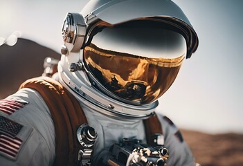 AI generated illustration of astro-explorer capturing the desert landscape in a space suit
