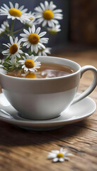 Obraz na płótnie Canvas Camomile cup of tea close up