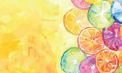 watercolor colorful citrus fruit background