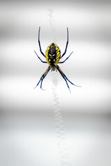 Vertical shot of a yellow garden spider