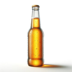 AI generated illustration of a bottle filled with beer on the empty background
