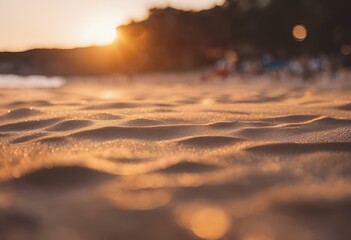 AI generated illustration of a sandy beach at sunset - obrazy, fototapety, plakaty