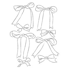 Hand drawn coquette ribbon bow vector
