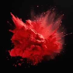 Red explosion, liquid explosion in the air
