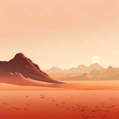 Fototapeta na wymiar Minimalist desert landscape at dawn. 