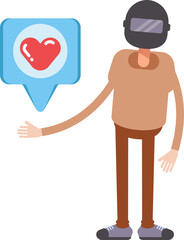 Man with Helmet Character and Heart Message
