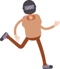 Man with Helmet Character Running
