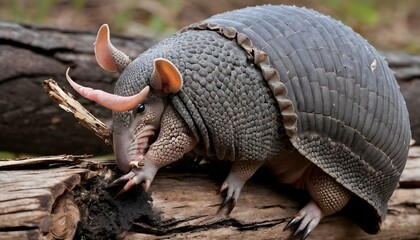 An Armadillo With Its Claws Tearing Into A Rotting2 - obrazy, fototapety, plakaty