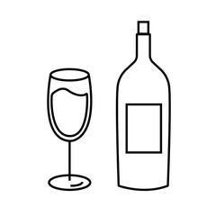 ワイン　ボトル　グラス　アイコン　シンプル　線画