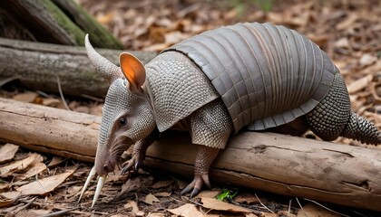 An Armadillo With Its Claws Digging Into A Fallen