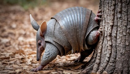An Armadillo With Its Claws Clicking Against A Tre2