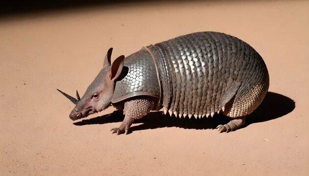 An Armadillo With Its Scales Blending Into The Sha