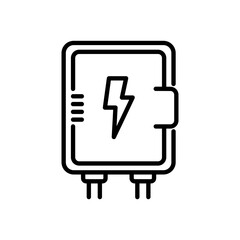 fuse box icon vector, black line icon, isolated background