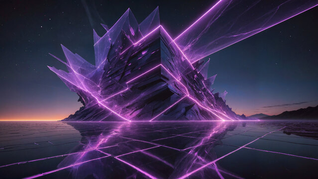 Prism-like Structures Casting Violet Beams Across Horizon