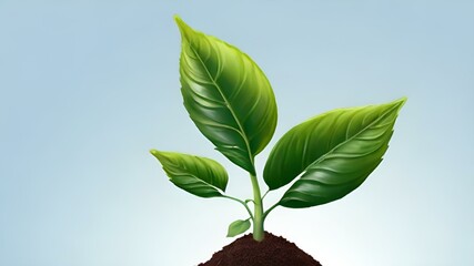 AI generated illustration of green plant with leaves growing from dirt