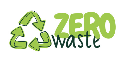 Zero waste - decorative badge with recycling sign