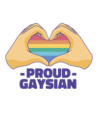 Proud Gaysian Hand Heart Rainbow Celebration