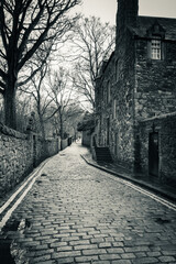 empty street in edinburgh in black and white