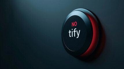 Logo, inscription "NO tify" on a push notification toggle button, sleek