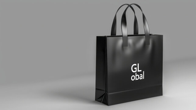 Logo, inscription "GL obal" on an eco-friendly shopping bag, minimalist style