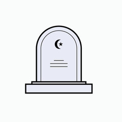 Muslim Grave Icon. Islamic Funeral, Islam Cemetery Symbol within Line Art Style. 