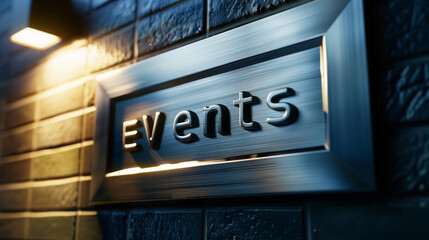 Logo, inscription "EV ents" on a community bulletin board interface