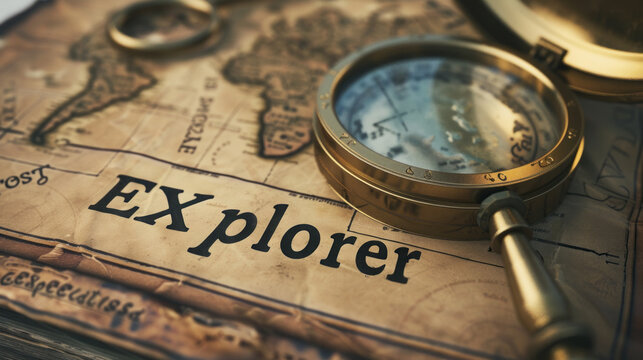 Logo, inscription "EX plorer" on a digital encyclopedia entry page, informative