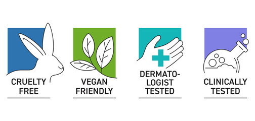 Square icons set in thin line for labeling of products 