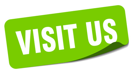 visit us sticker. visit us label