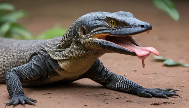 A-Monitor-Lizard-With-Its-Tongue-Flicking-Out-Tas-
