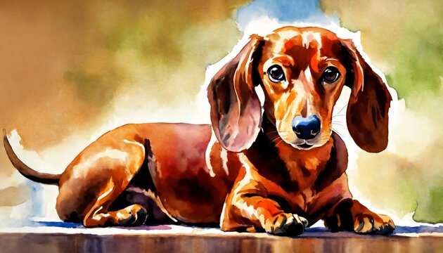 AI generated illustration of a Dachshund in watercolor