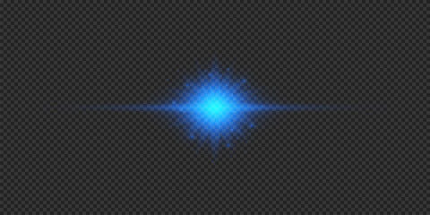 Blue horizontal light effect of lens flares