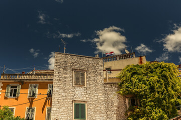 View at mediterranean streets and houses in town Sibenik, popular touristic destination in Dalmatia...