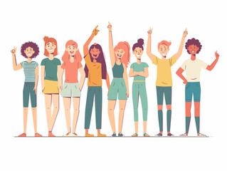 Obraz premium Animated Friends Unite for a Cause: Social Media and Events Drive Charity Success