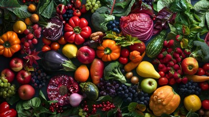 An artistic composition of colorful produce, celebrating the diversity and joy of healthy eating