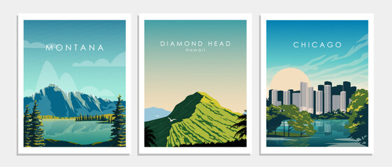 Set of travel banners, cards, posters