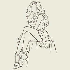 girl in a dress vector for card decoration illustration