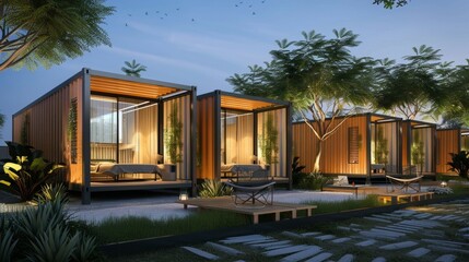 Illustrate the potential for high ROI with Plugys innovative container hotel concept   AI generated illustration