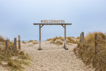 Sign at the access to the beach at Heiligenhafen