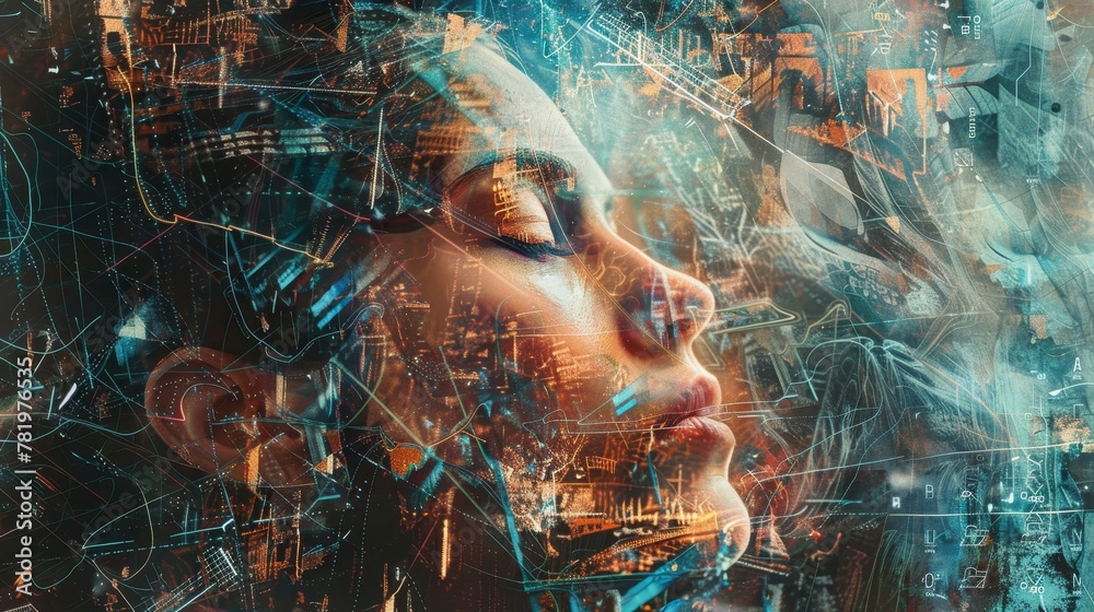Fototapete Incorporating AI algorithms into artistic processes   AI generated illustration
