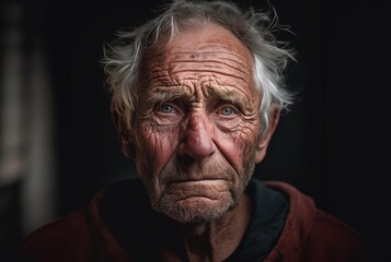 AI-generated illustration of an elderly man pictured in a dark setting - Powered by Adobe
