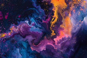 A galaxy transformed into a vibrant abstract pattern for fashion textile design - obrazy, fototapety, plakaty