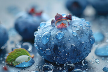 A close-up of a blueberry bursting with flavor, with its juices dripping down the sides