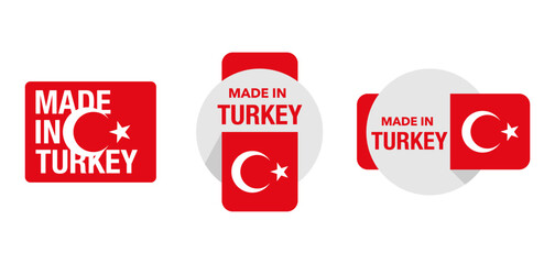 Made in Turkey labels set with flag