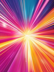 Obraz premium abstract colorful background with vibrant streaks light rays, speed motion shine glowing sun lights horizontal banner