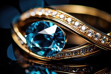 Gold Diamond Jewelry Closeup, Luxury Precious Gift, Marriage Brilliants, Precious Brilliant Jewelry