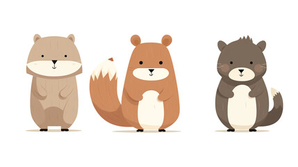 Obraz na płótnie Canvas Little brown bear, little fox, little chipmunk, little bunny, children's book illustration style сreated with Generative Ai