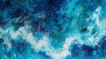 Fototapeta na wymiar Ocean waves texture, swirling foam, deep blues and turquoise