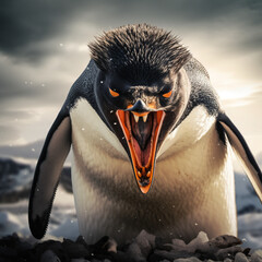 Naklejka premium penguin very angry and strong сreated with Generative Ai